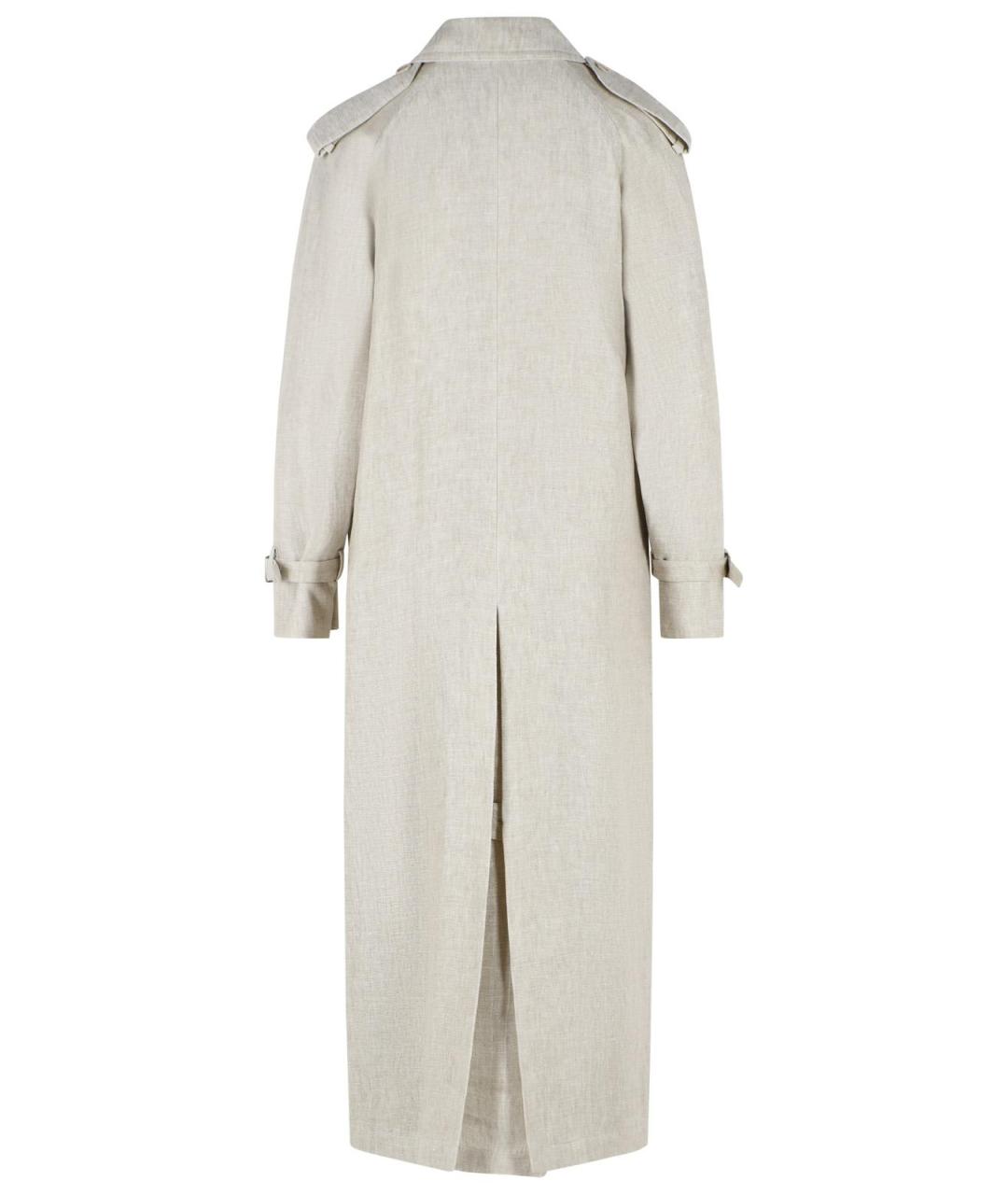 MAX MARA Бежевый льняной тренч/плащ, фото 3