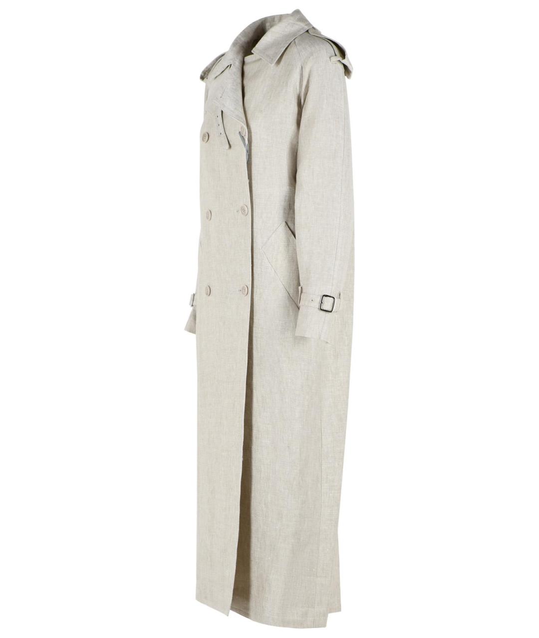 MAX MARA Бежевый льняной тренч/плащ, фото 2