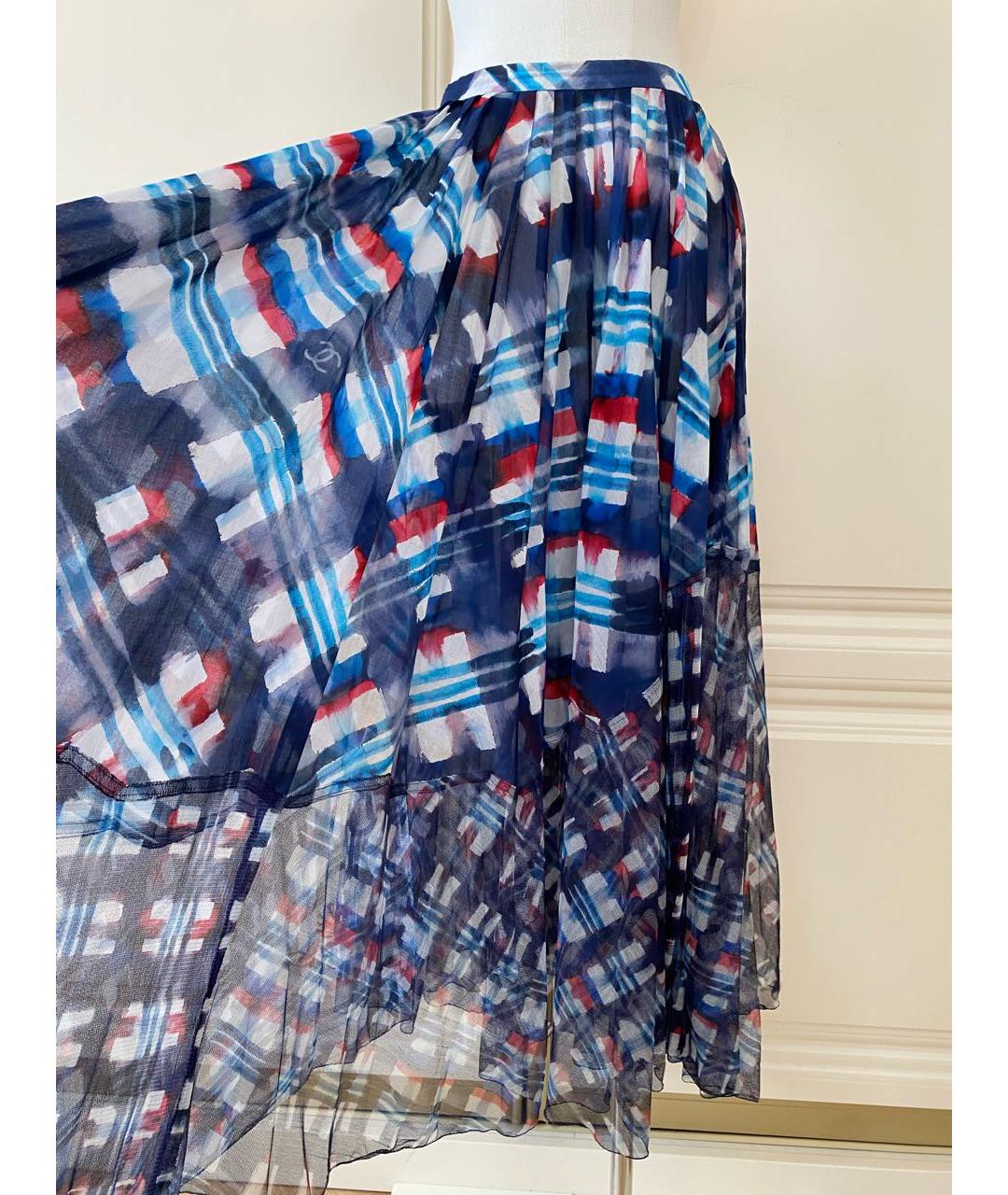 CHANEL Синяя хлопковая юбка миди, фото 2