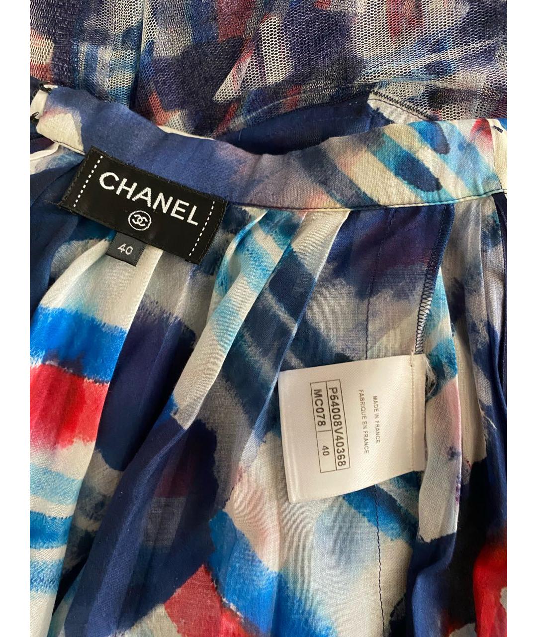 CHANEL Синяя хлопковая юбка миди, фото 7