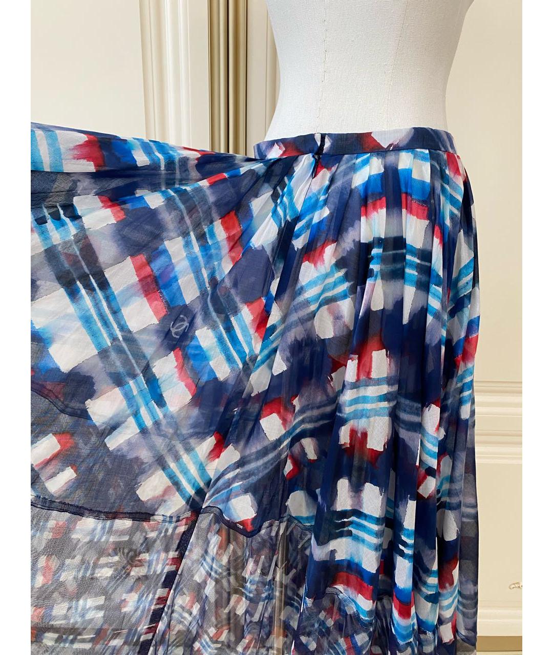 CHANEL Синяя хлопковая юбка миди, фото 4