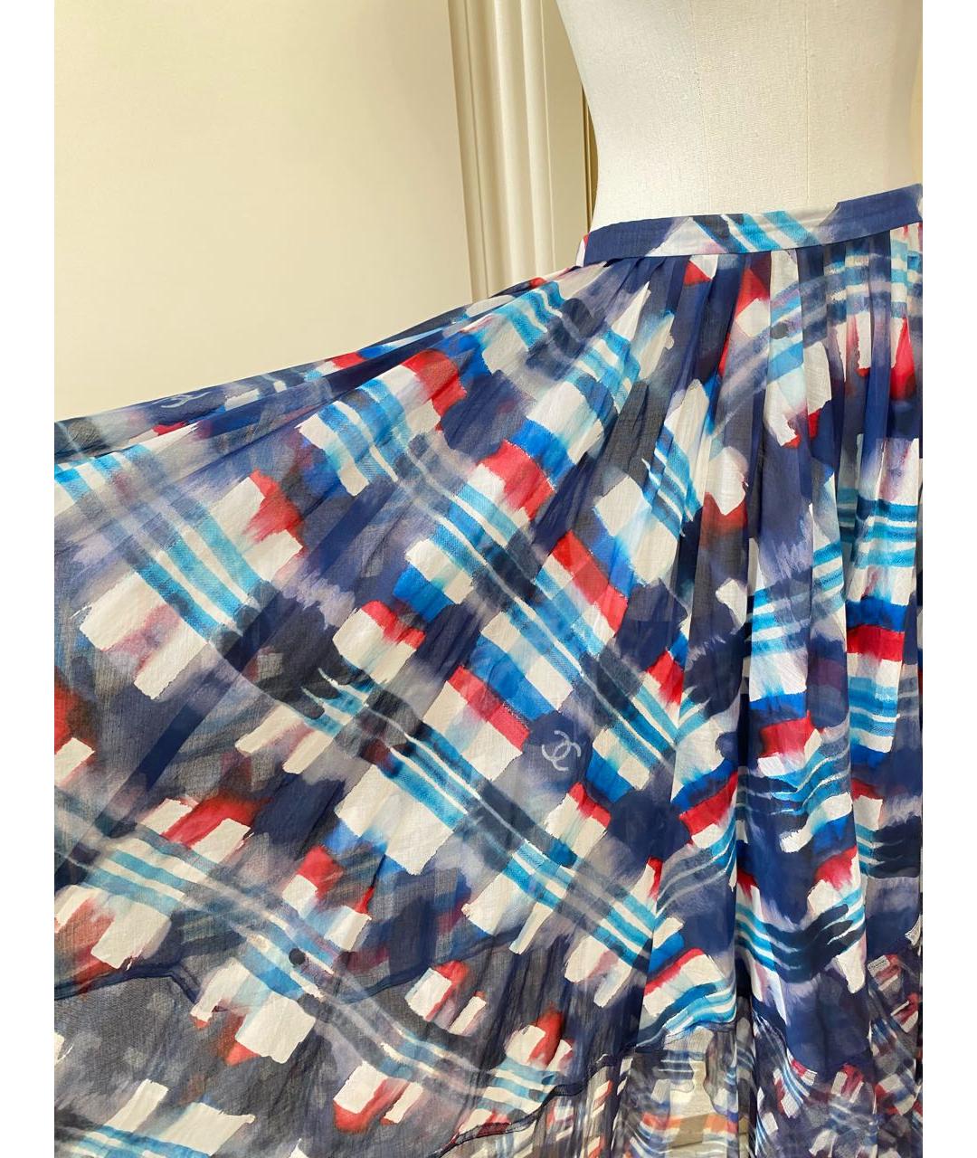 CHANEL Синяя хлопковая юбка миди, фото 3