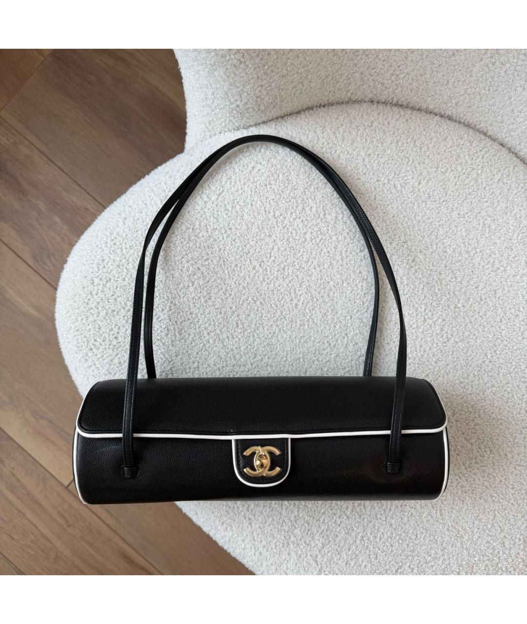 CHANEL Черная кожаная сумка с короткими ручками, фото 2