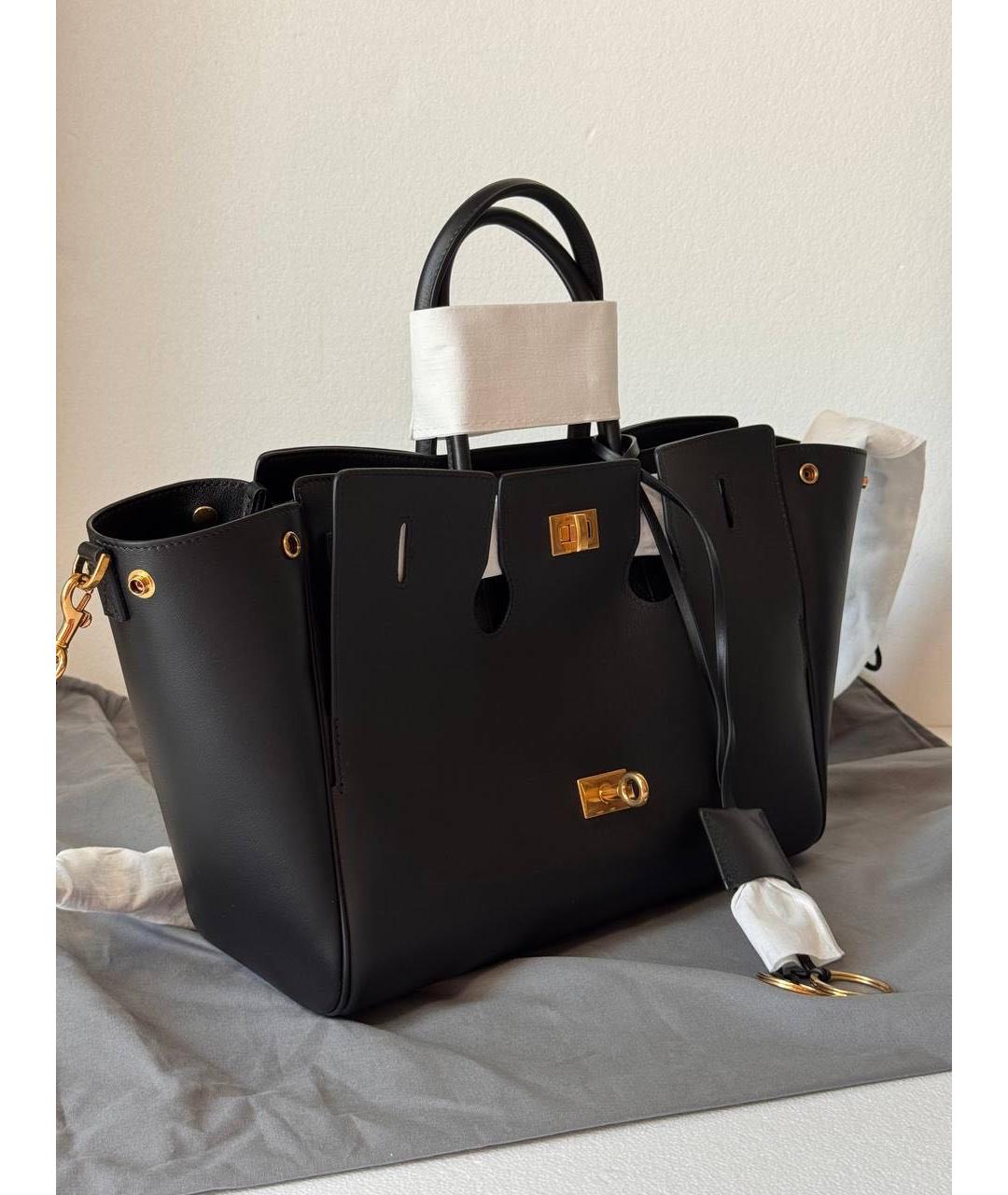 BALENCIAGA Черная кожаная сумка тоут, фото 5