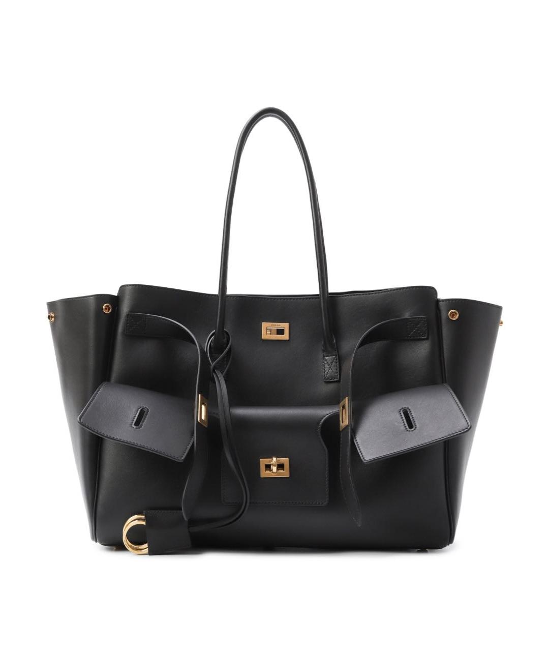 BALENCIAGA Черная кожаная сумка тоут, фото 7