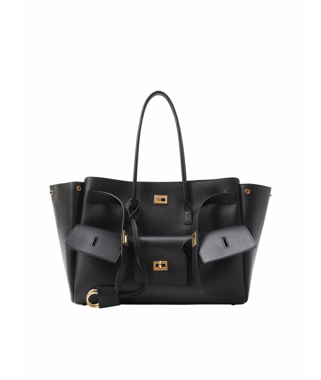 BALENCIAGA Черная кожаная сумка тоут, фото 1