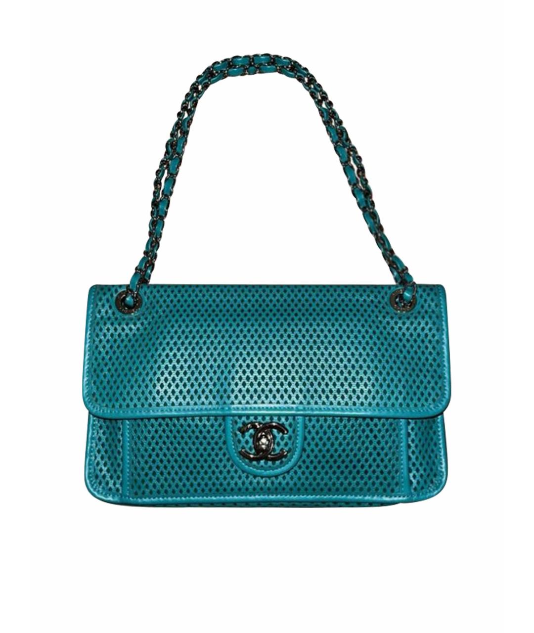 CHANEL Зеленая сумка через плечо из лакированной кожи, фото 1