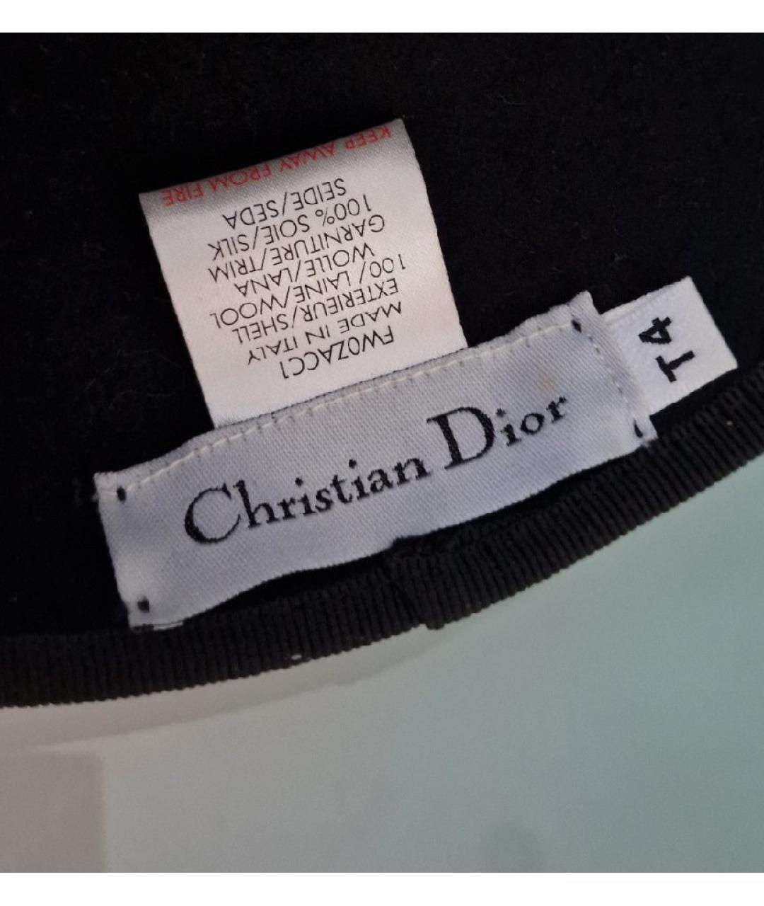 CHRISTIAN DIOR Черная шерстяная шляпа, фото 2