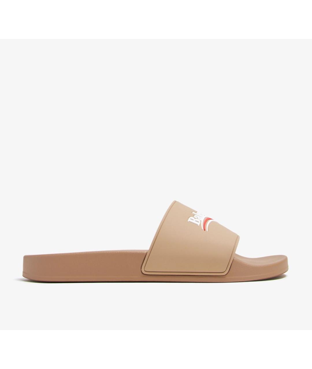 BALENCIAGA Бежевые резиновые шлепанцы, фото 5