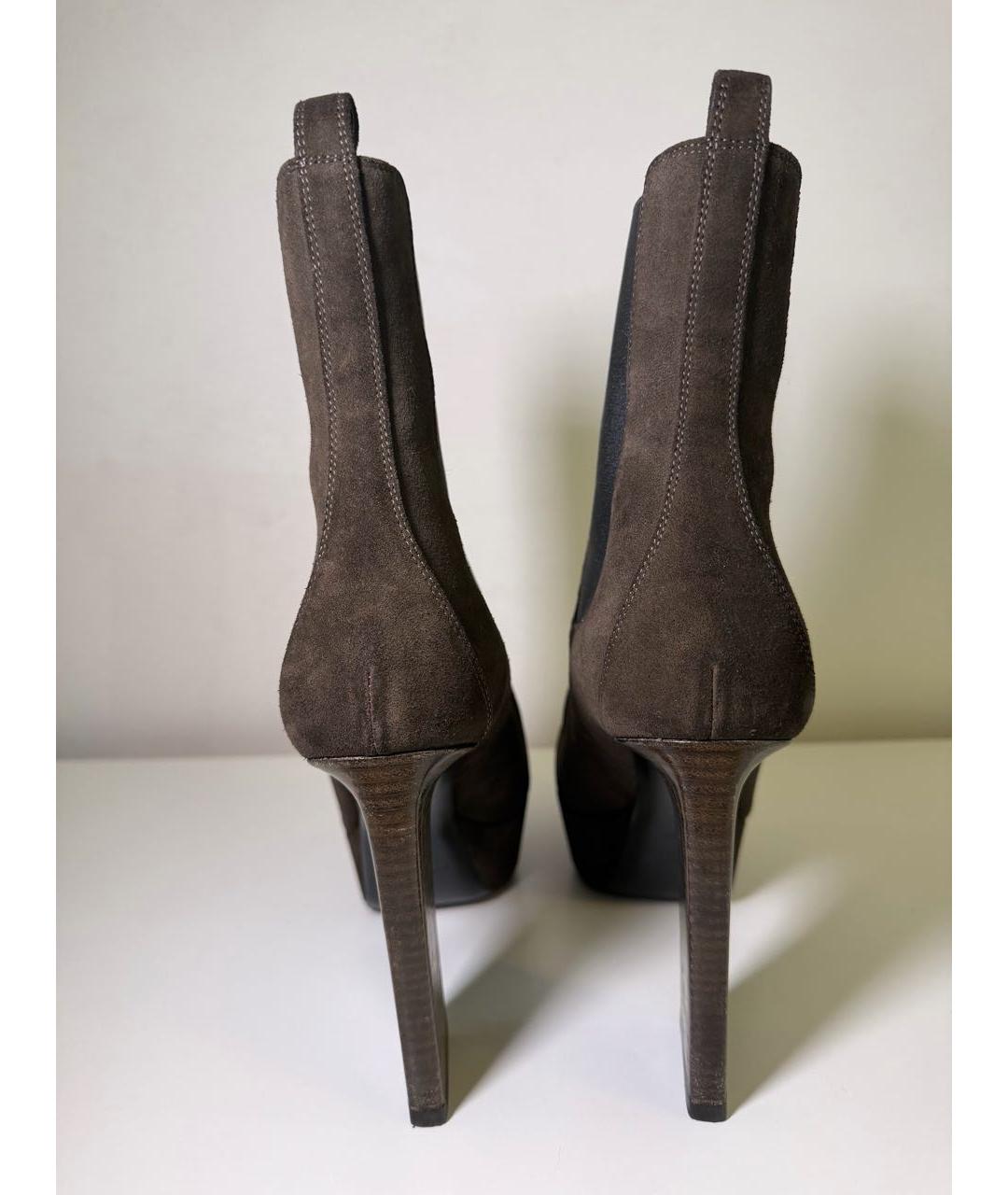 SAINT LAURENT Коричневые замшевые ботильоны, фото 4
