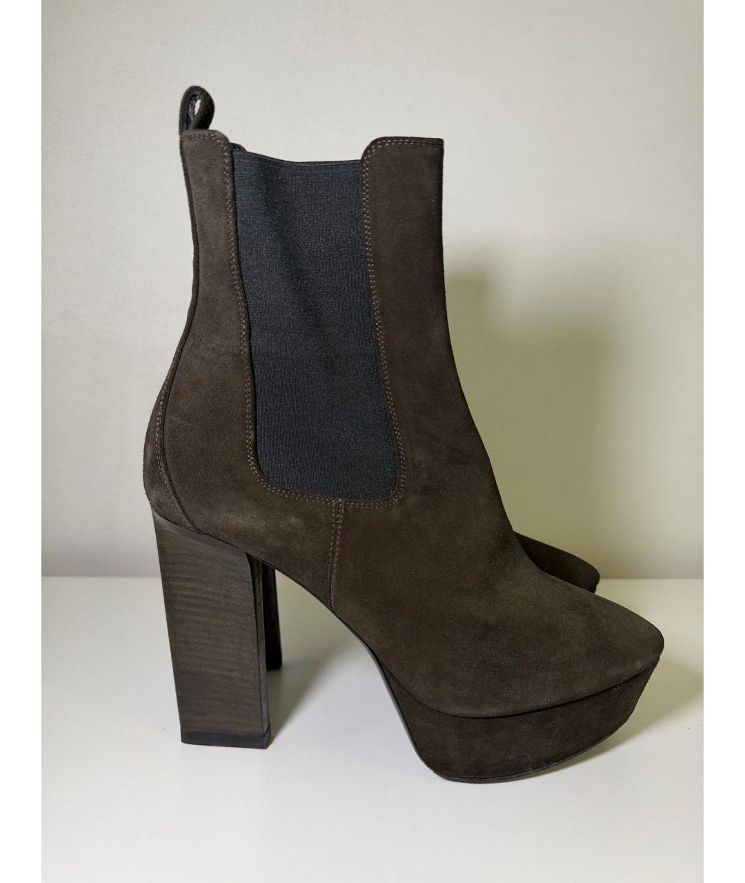 SAINT LAURENT Коричневые замшевые ботильоны, фото 6