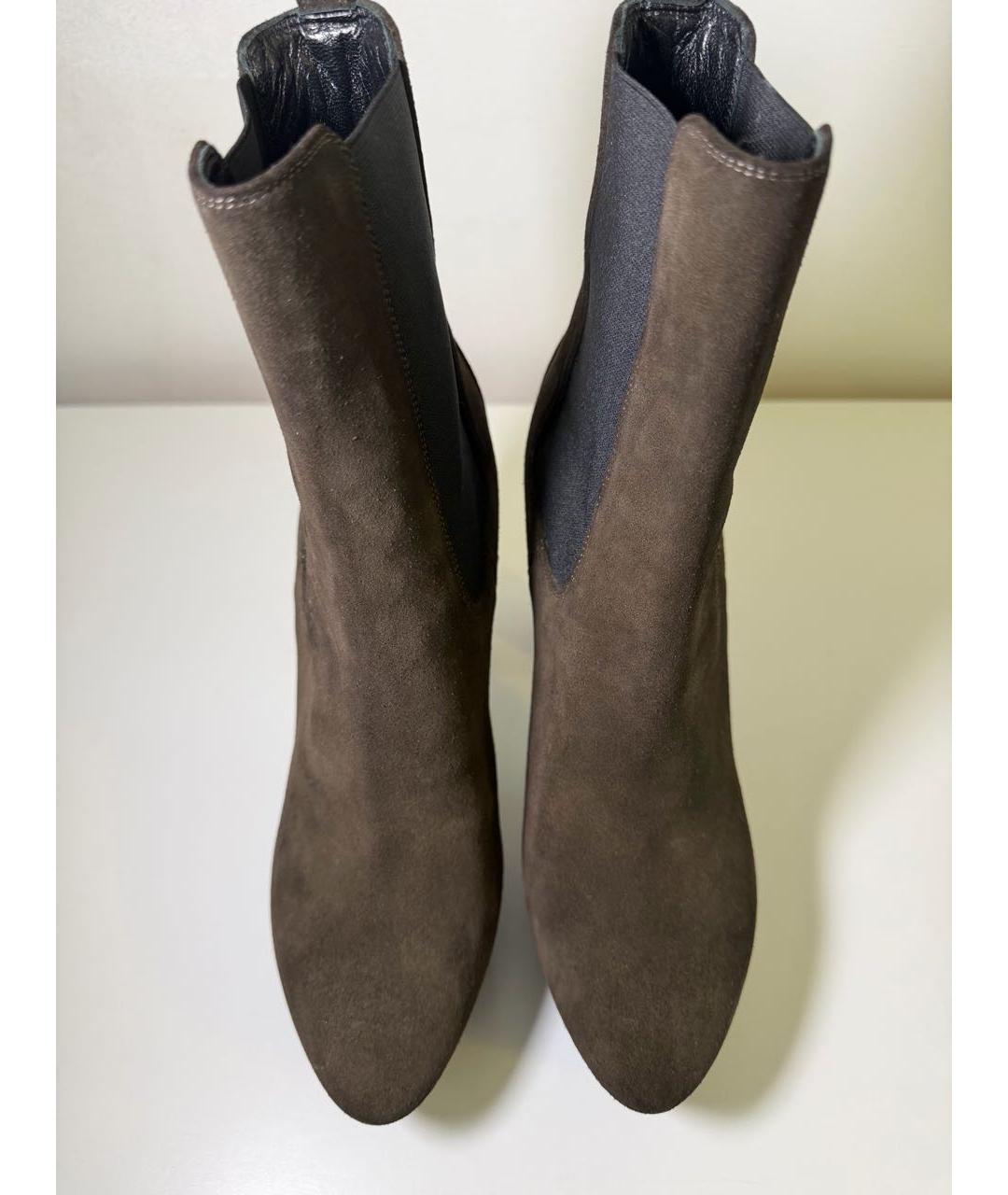 SAINT LAURENT Коричневые замшевые ботильоны, фото 2