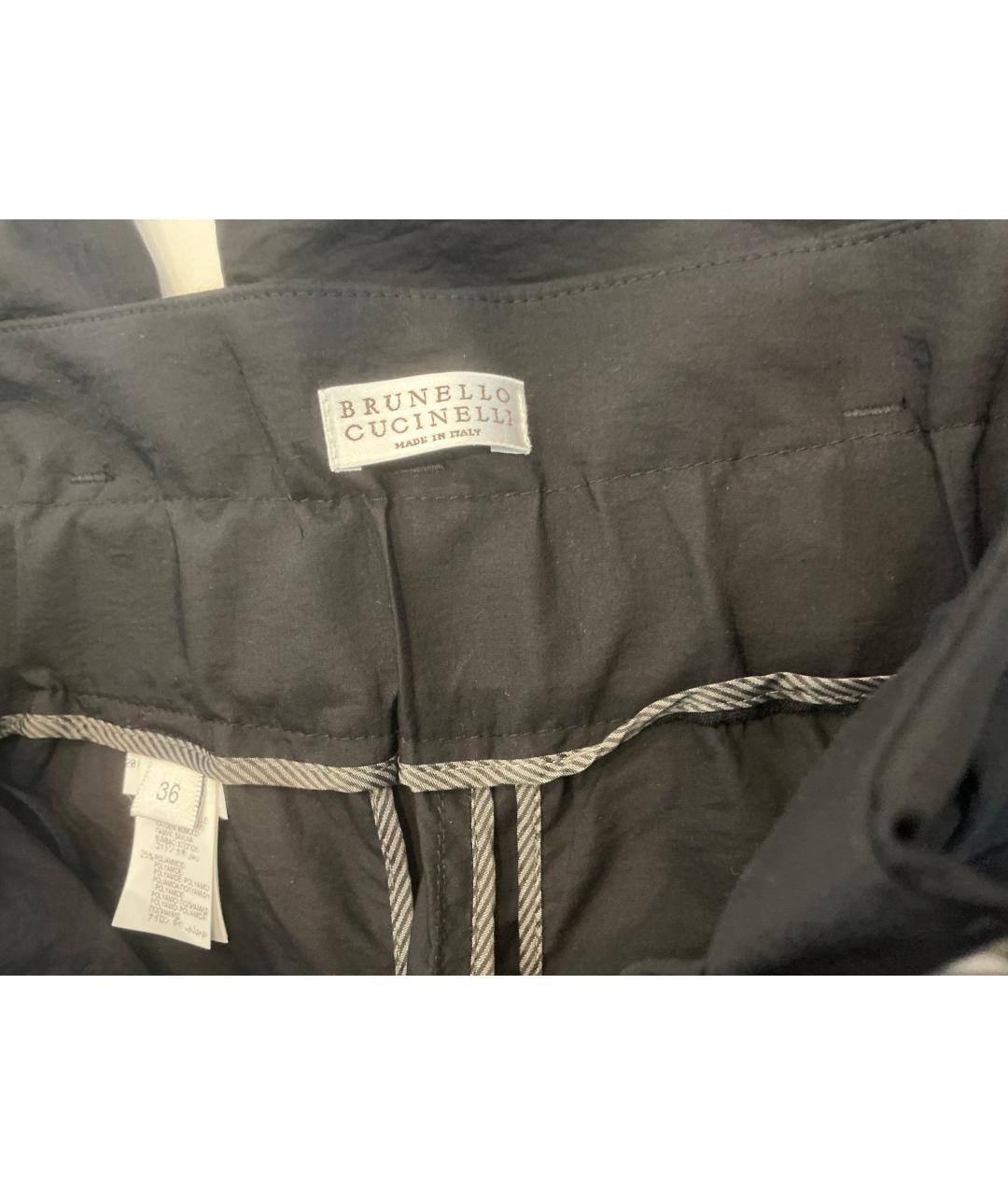 BRUNELLO CUCINELLI Черные хлопковые брюки широкие, фото 5