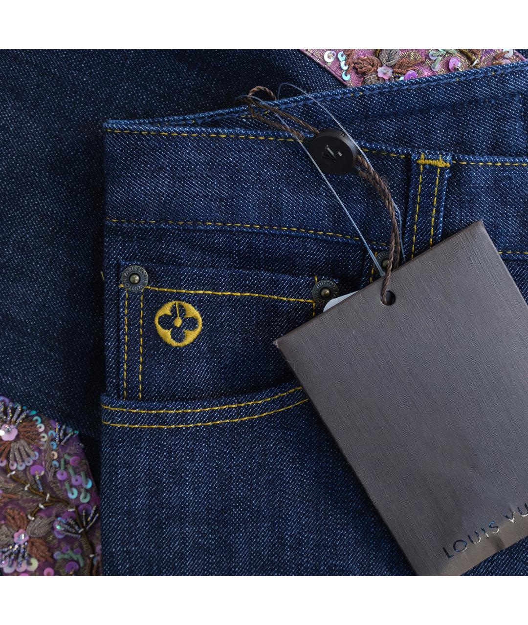 LOUIS VUITTON Темно-синие хлопковые прямые джинсы, фото 5