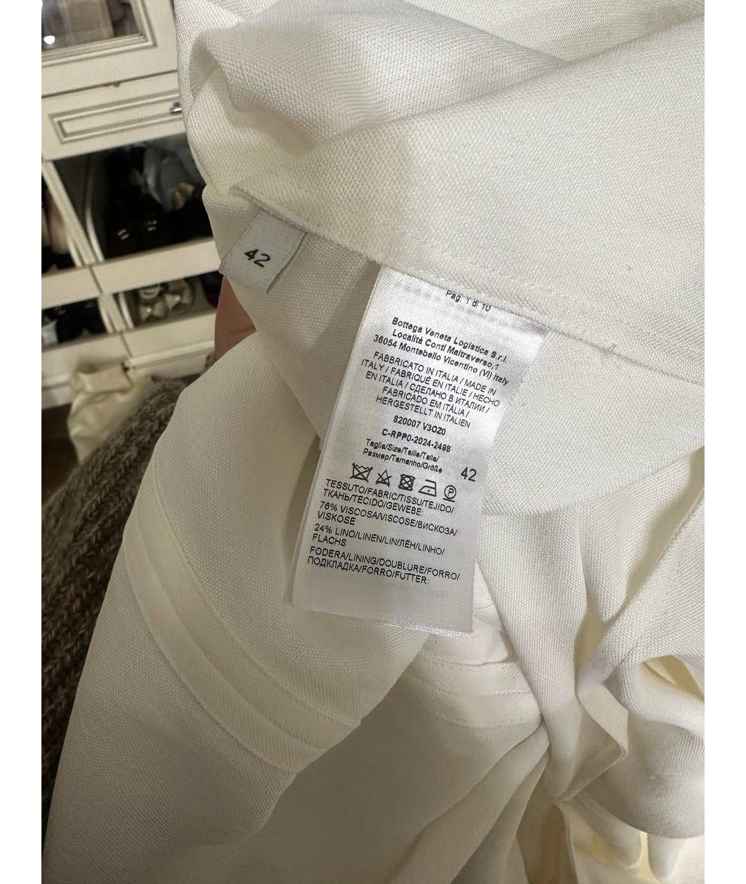 BOTTEGA VENETA Белое вискозное повседневное платье, фото 4