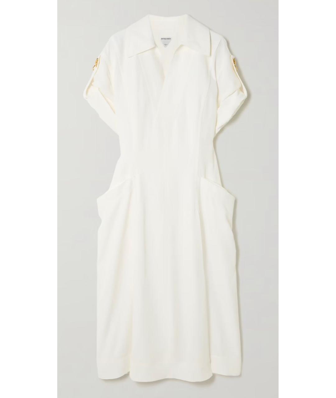 BOTTEGA VENETA Белое вискозное повседневное платье, фото 9