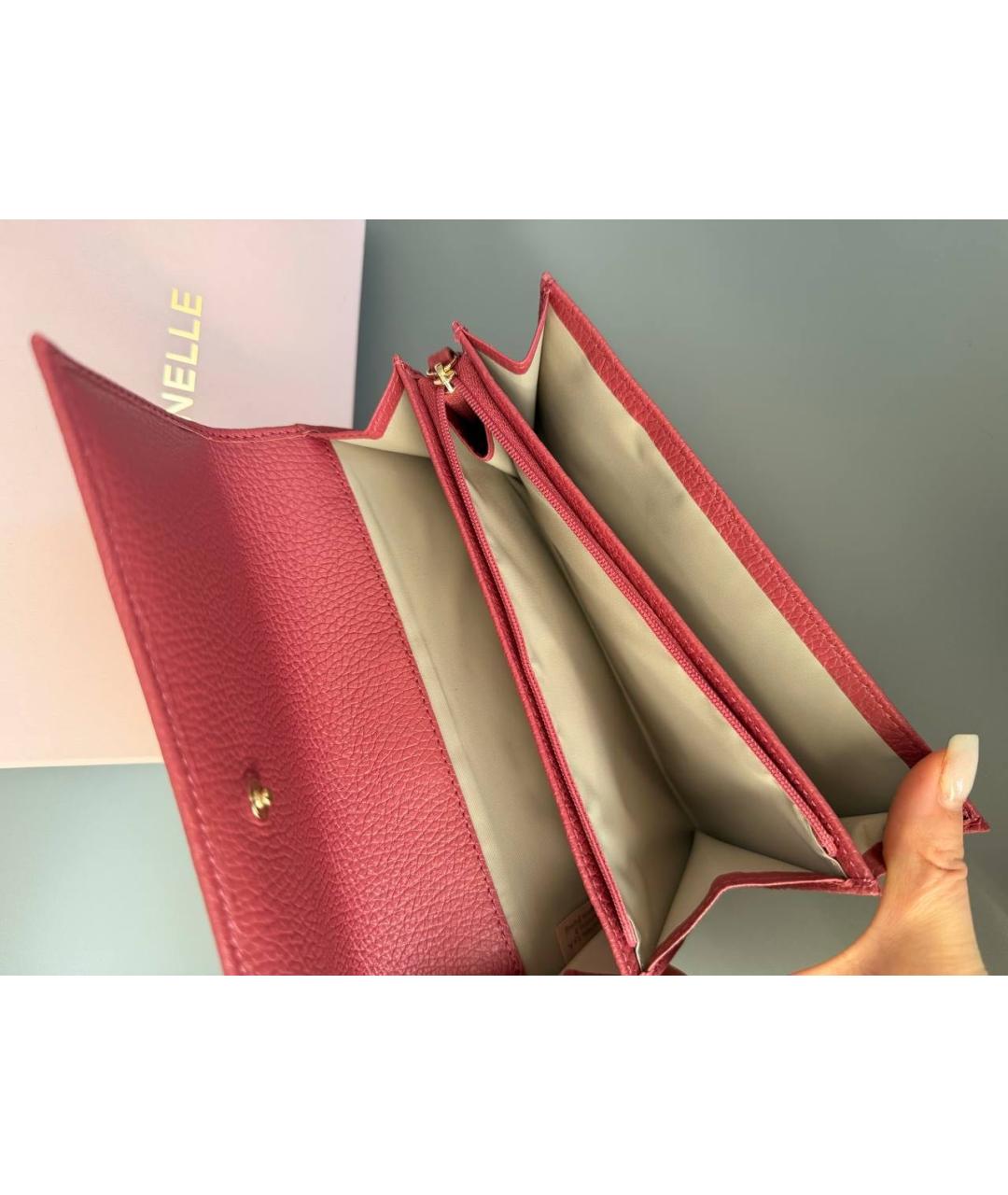 COCCINELLE Бордовый кожаный кошелек, фото 2