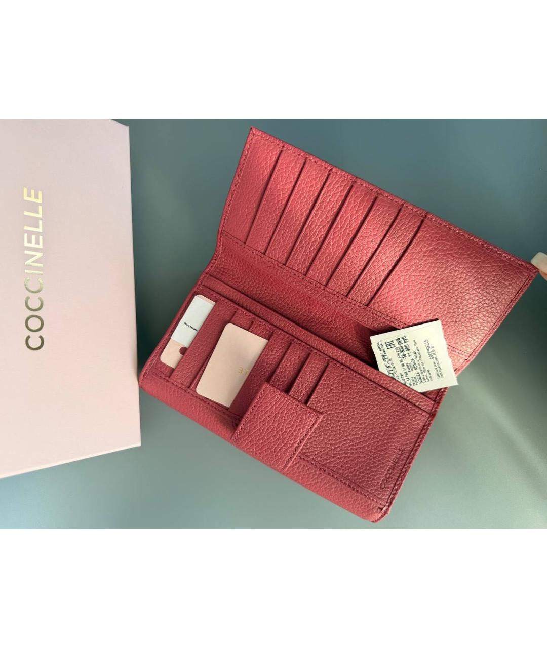COCCINELLE Бордовый кожаный кошелек, фото 3