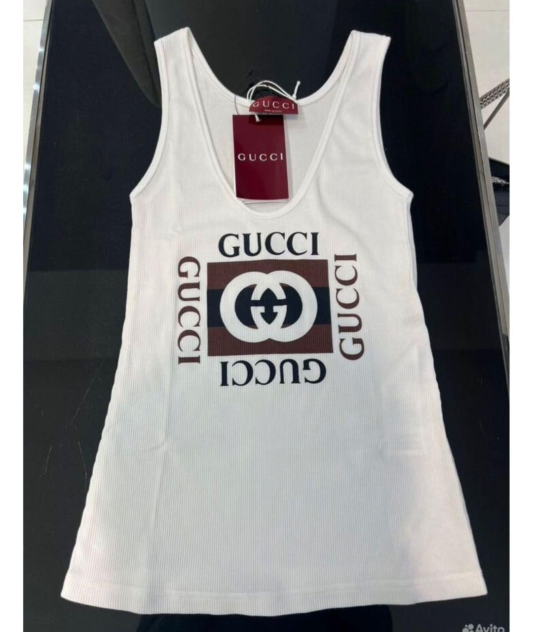 GUCCI Белая хлопковая майка, фото 3