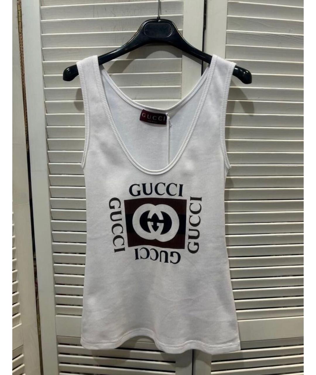 GUCCI Белая хлопковая майка, фото 9