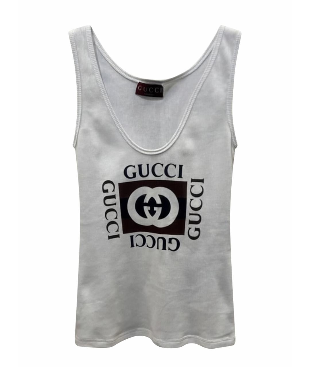 GUCCI Белая хлопковая майка, фото 1
