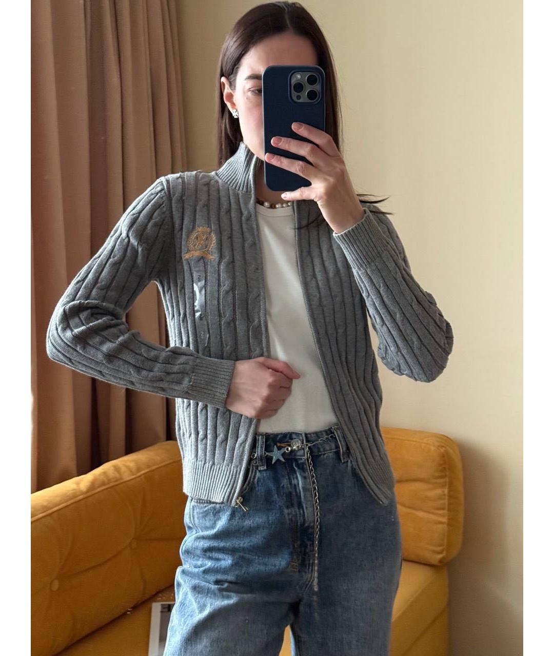 TOMMY HILFIGER Серый хлопковый джемпер / свитер, фото 7