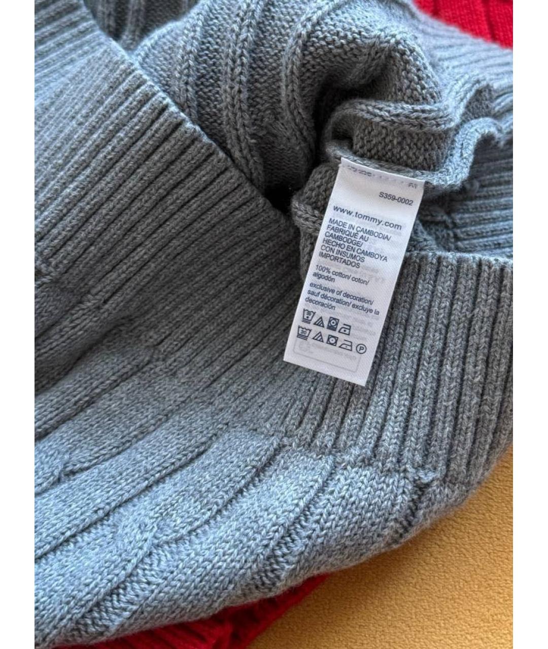TOMMY HILFIGER Серый хлопковый джемпер / свитер, фото 6