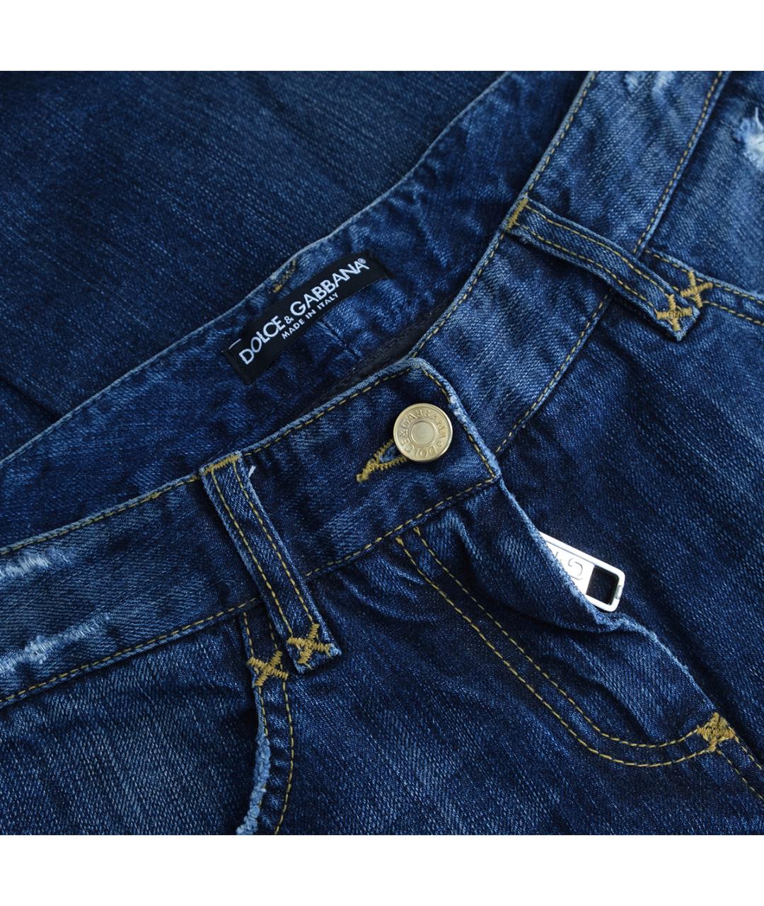 DOLCE&GABBANA Синие хлопковые прямые джинсы, фото 3