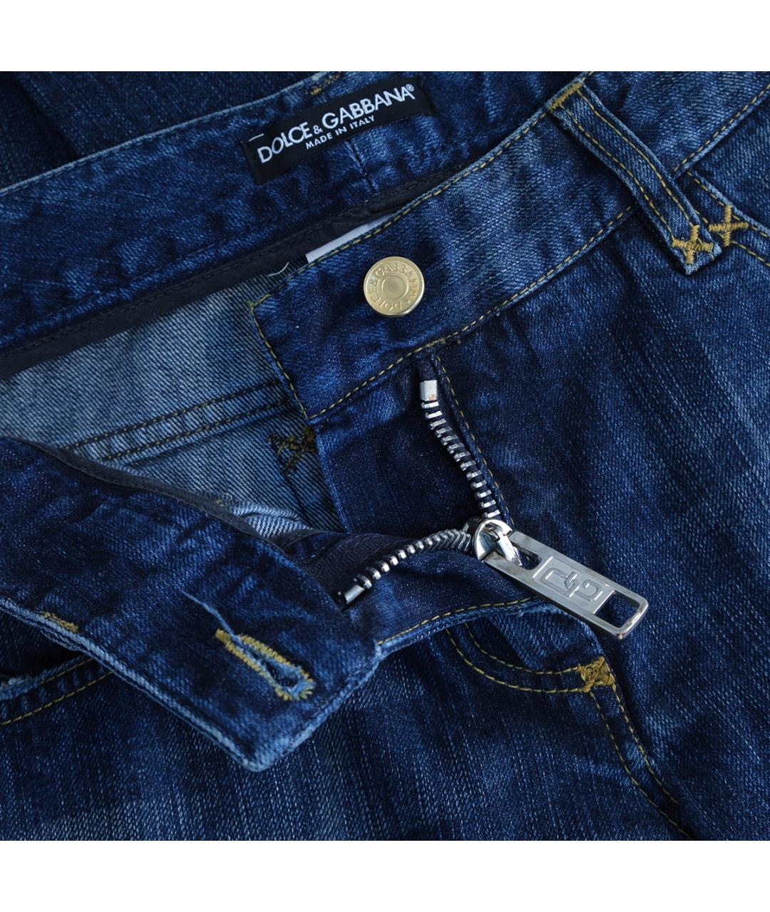 DOLCE&GABBANA Синие хлопковые прямые джинсы, фото 4