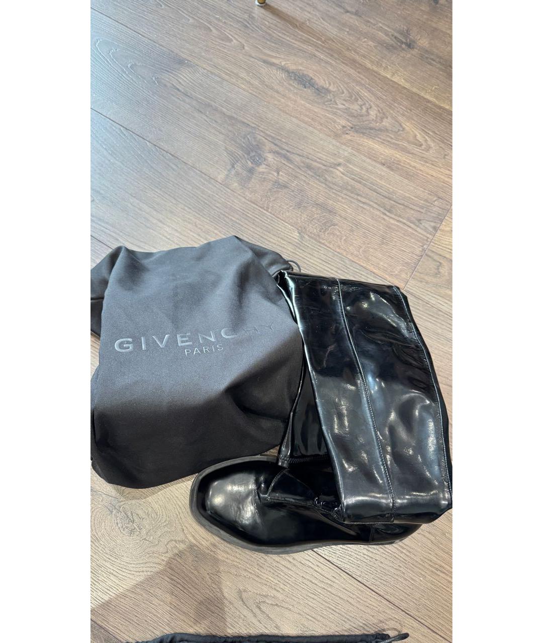 GIVENCHY Черные ботфорты из лакированной кожи, фото 2