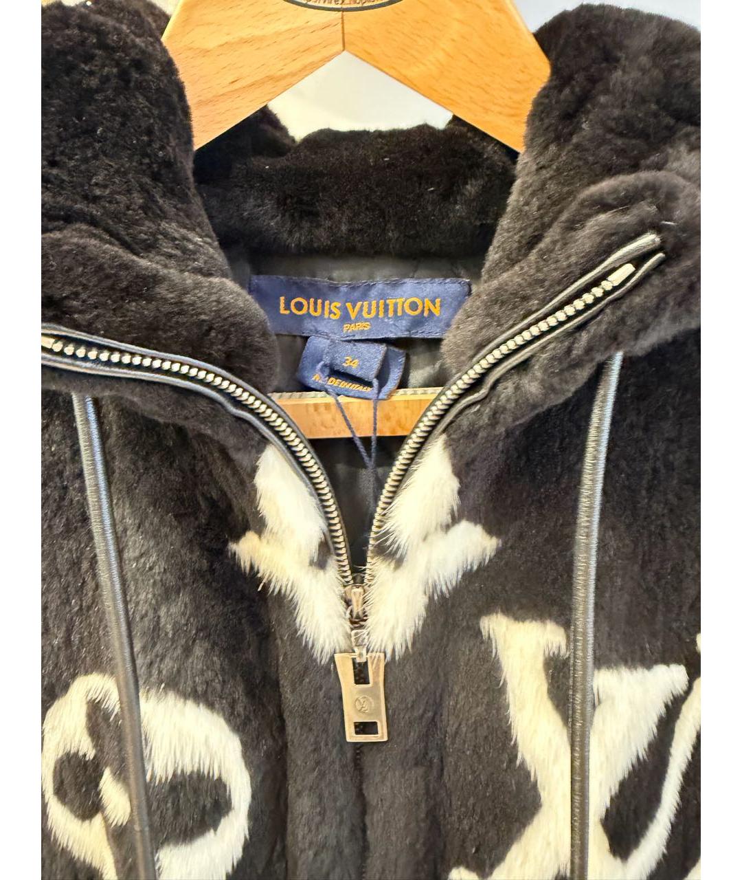 LOUIS VUITTON Черная меховая шуба, фото 4
