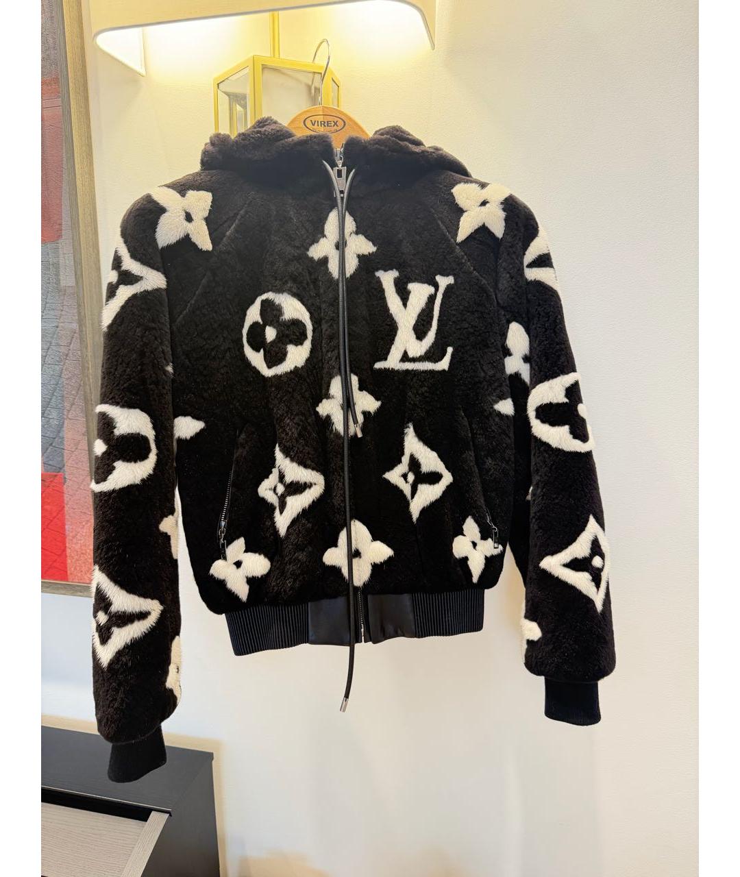 LOUIS VUITTON Черная меховая шуба, фото 2