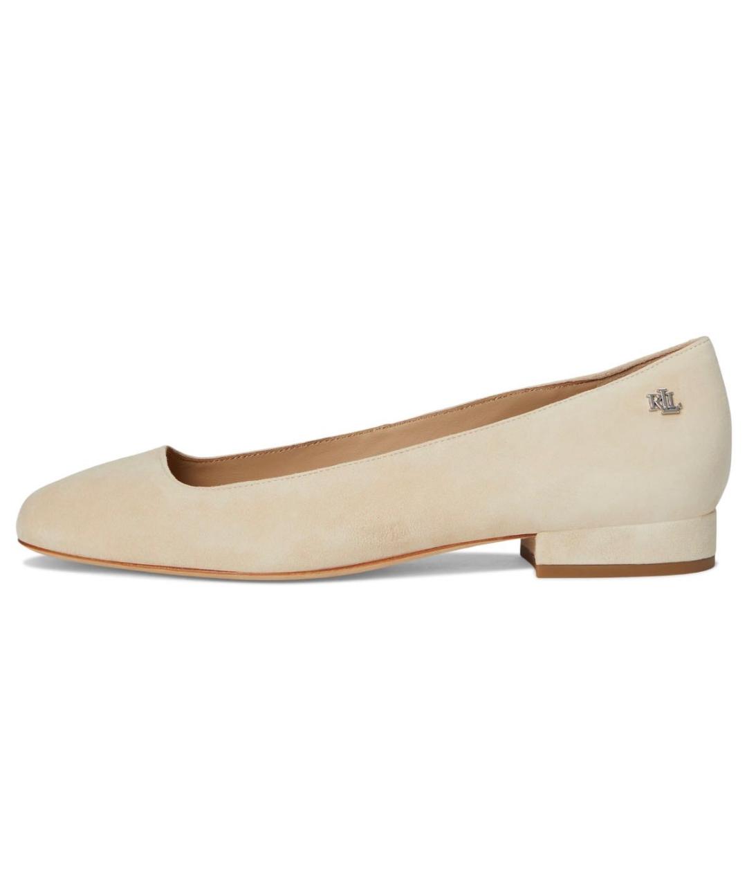 RALPH LAUREN Бежевые замшевые балетки, фото 9