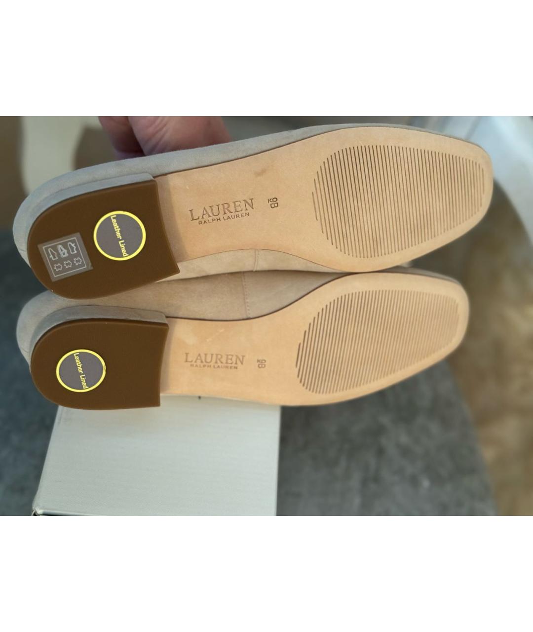 RALPH LAUREN Бежевые замшевые балетки, фото 7