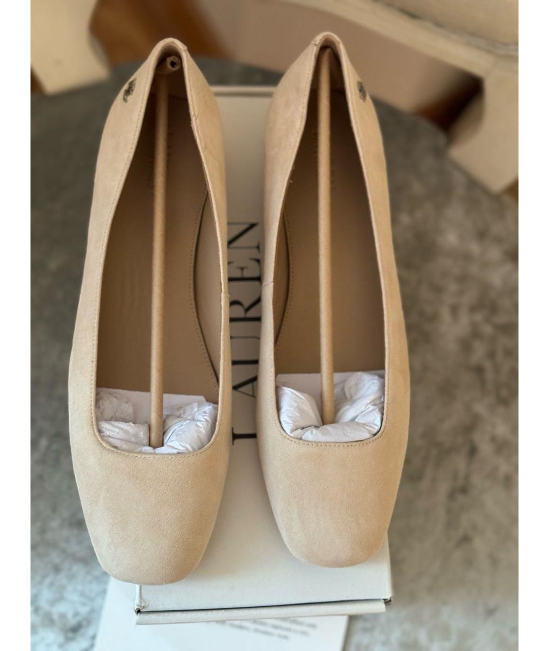 RALPH LAUREN Бежевые замшевые балетки, фото 2
