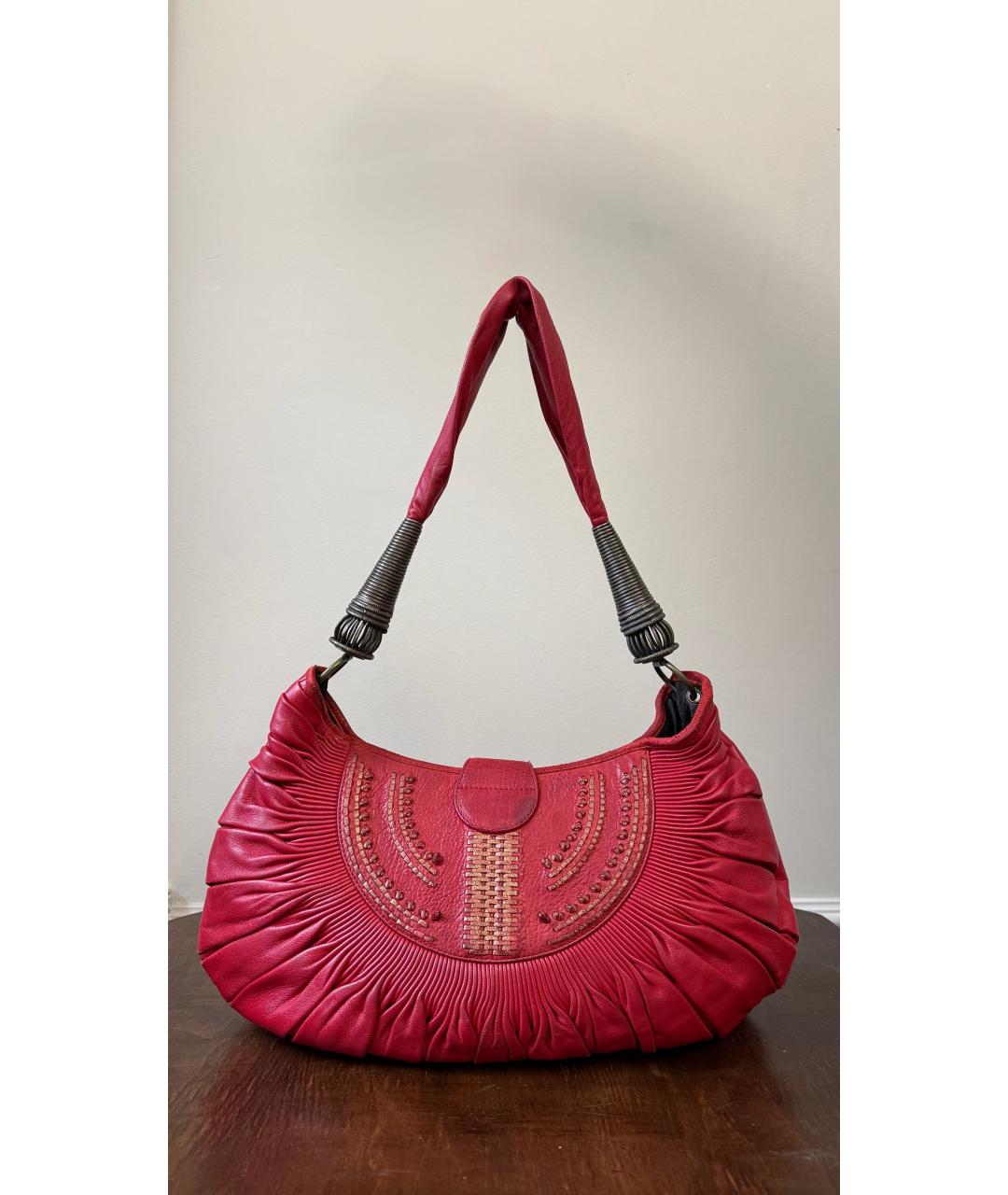 CHRISTIAN DIOR Красная кожаная сумка тоут, фото 2