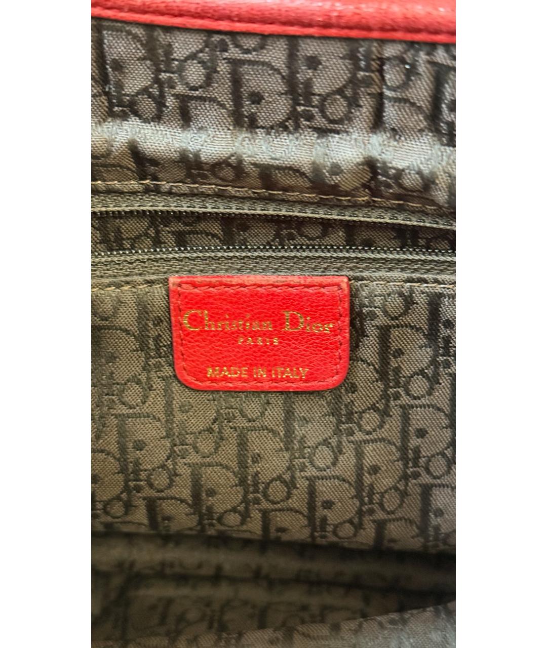 CHRISTIAN DIOR Красная кожаная сумка тоут, фото 6