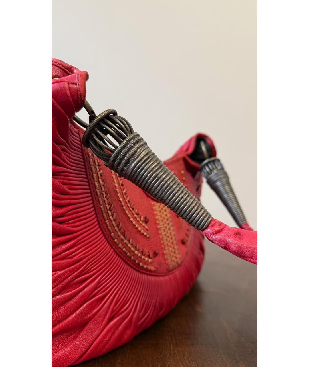 CHRISTIAN DIOR Красная кожаная сумка тоут, фото 5