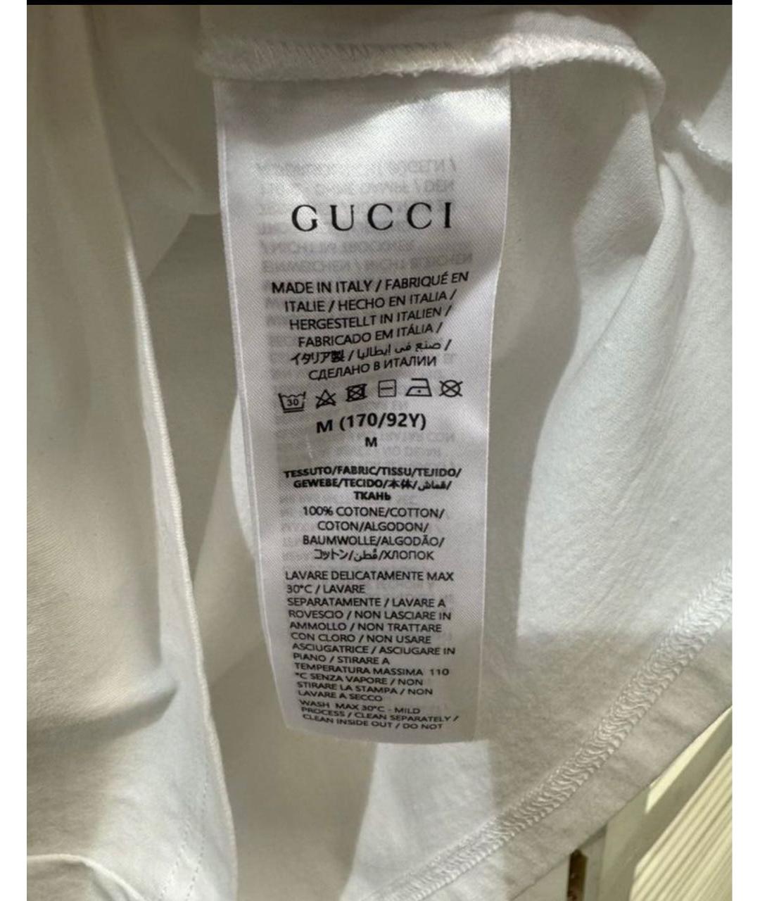 GUCCI Белая хлопковая футболка, фото 5