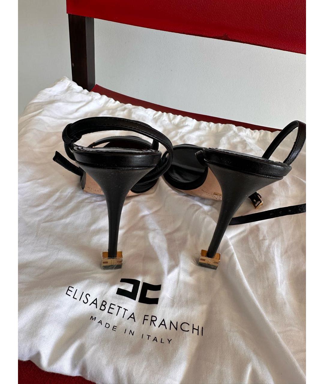ELISABETTA FRANCHI Черные кожаные босоножки, фото 6