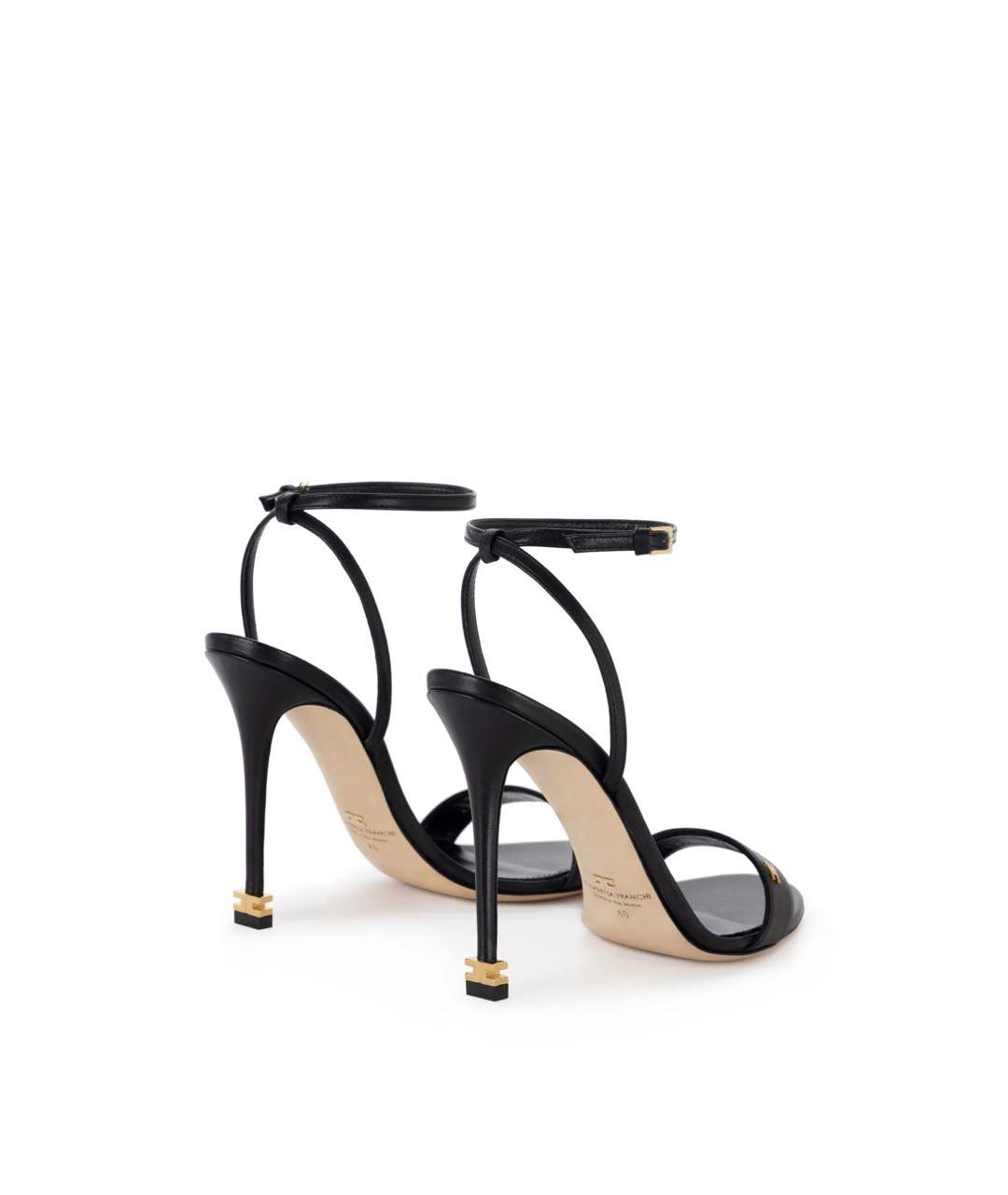 ELISABETTA FRANCHI Черные кожаные босоножки, фото 3