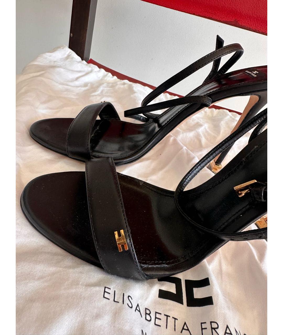 ELISABETTA FRANCHI Черные кожаные босоножки, фото 8