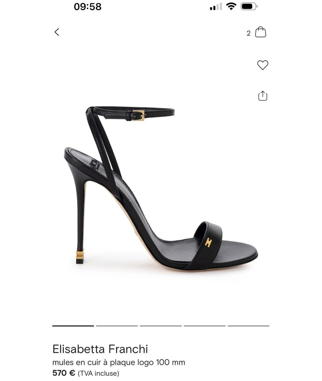 ELISABETTA FRANCHI Черные кожаные босоножки, фото 9