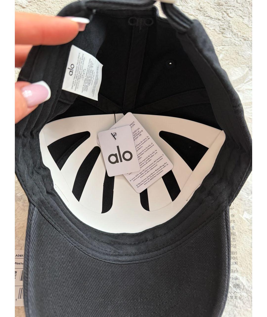 ALO YOGA Черная хлопковая кепка, фото 5