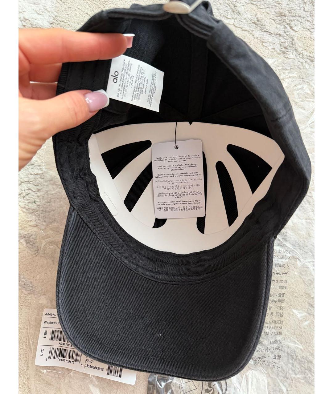 ALO YOGA Черная хлопковая кепка, фото 6