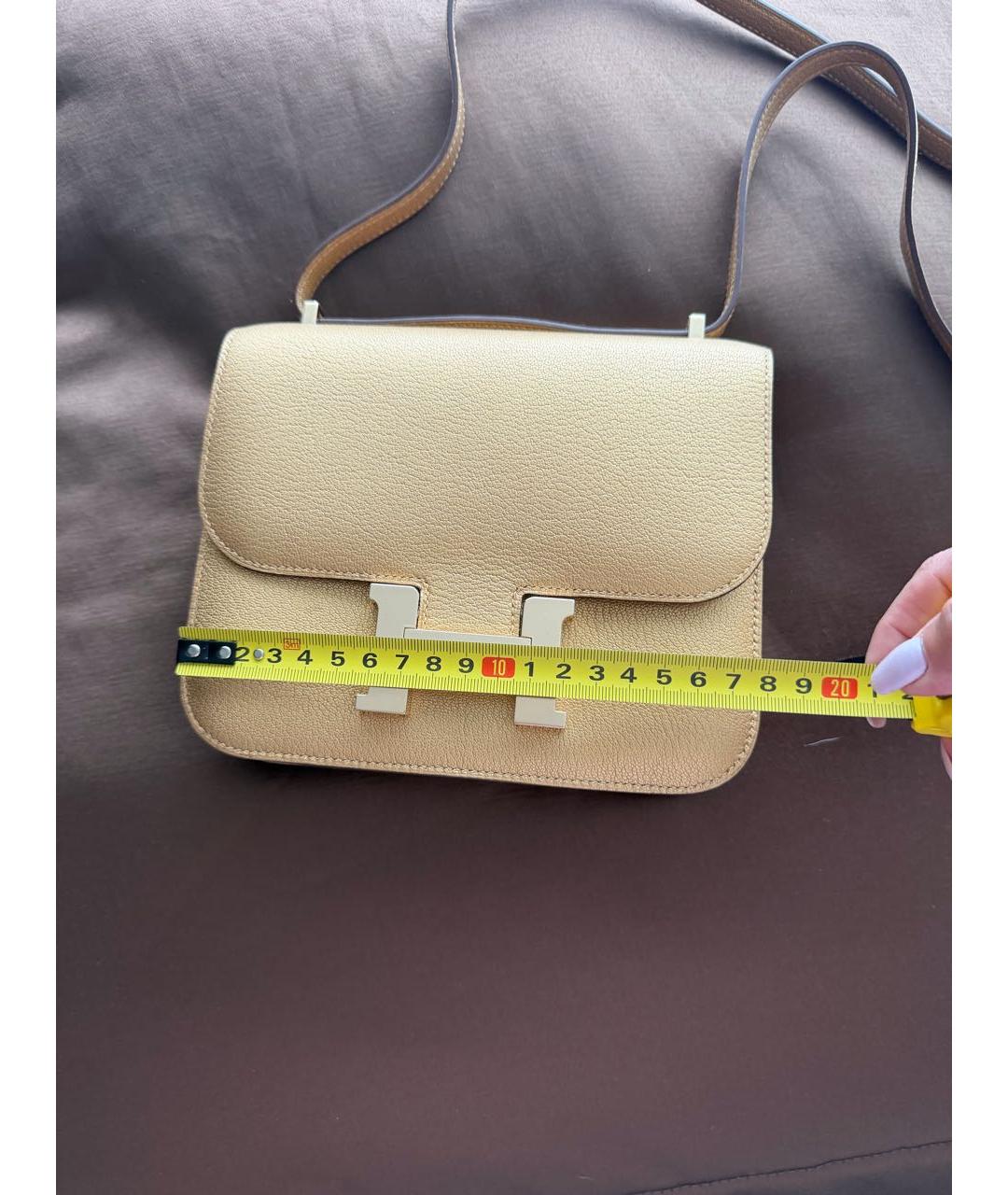 HERMES Горчичная кожаная сумка через плечо, фото 2