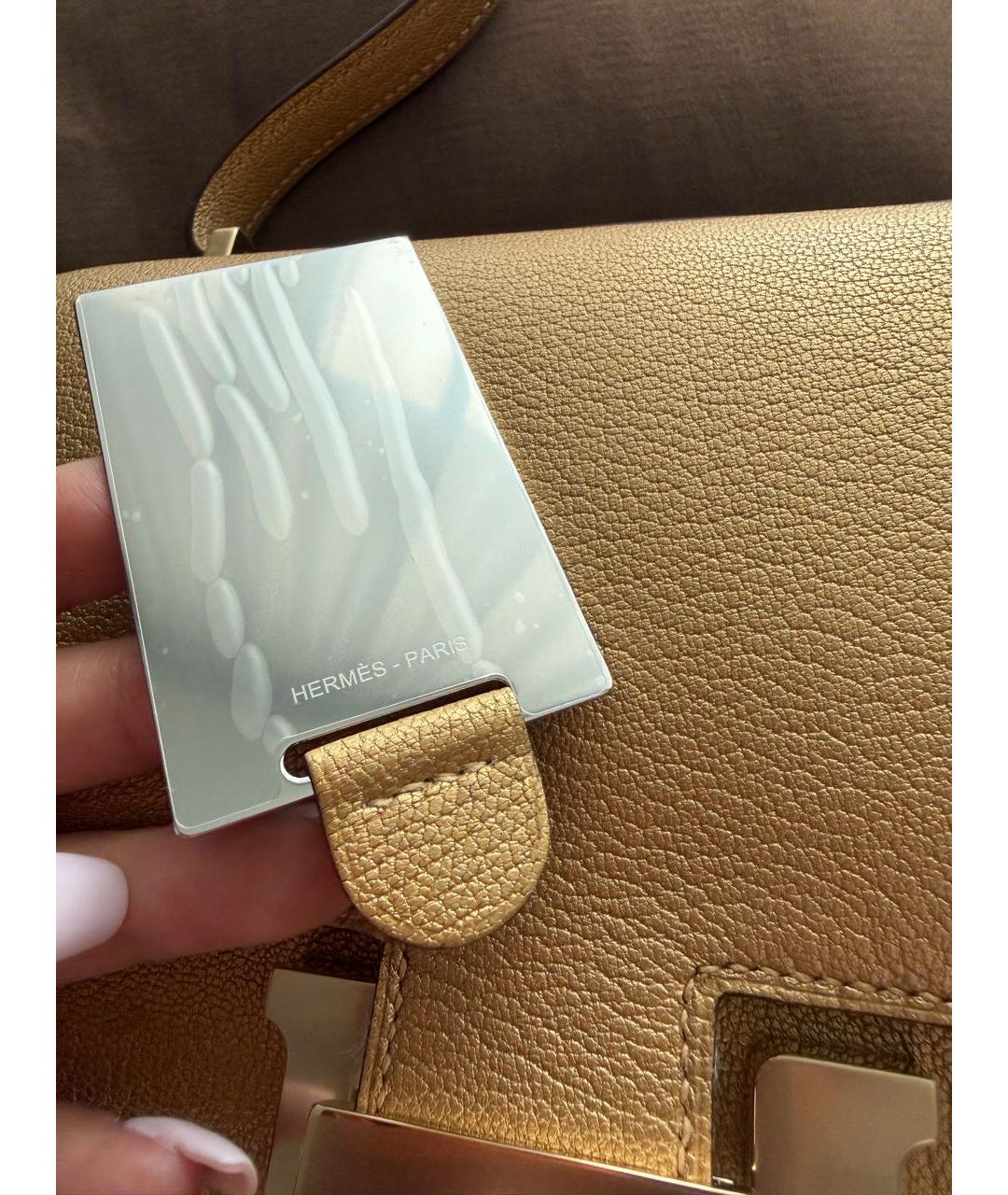 HERMES Горчичная кожаная сумка через плечо, фото 7