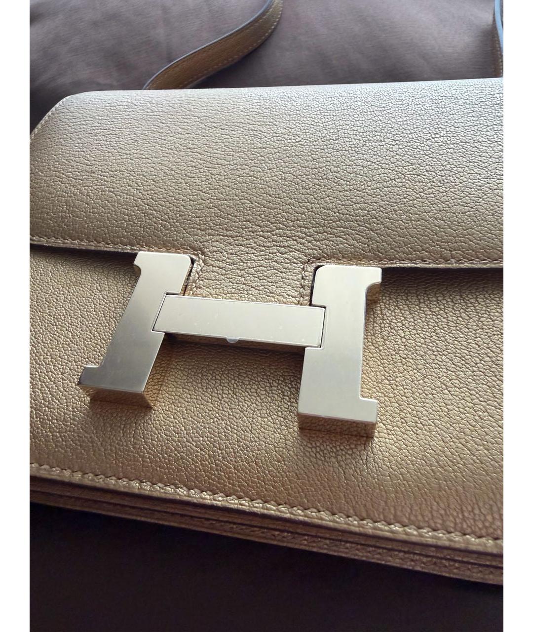 HERMES Горчичная кожаная сумка через плечо, фото 4