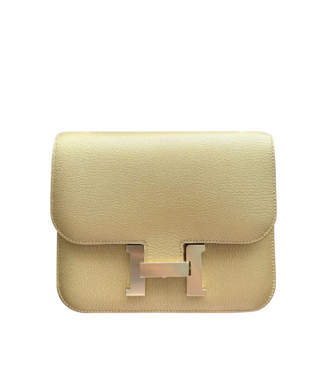 HERMES Горчичная кожаная сумка через плечо, фото 8