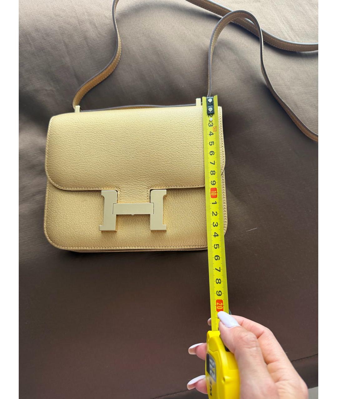 HERMES Горчичная кожаная сумка через плечо, фото 3